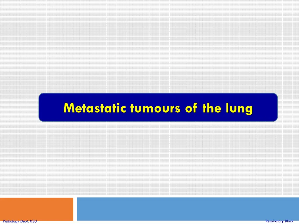 metastatic tumours of the lung