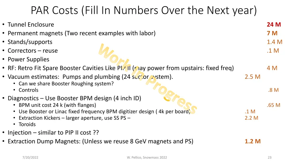 par costs fill in numbers over the next year