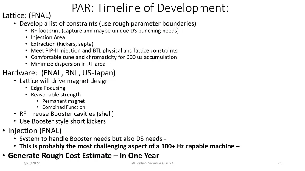 par timeline of development