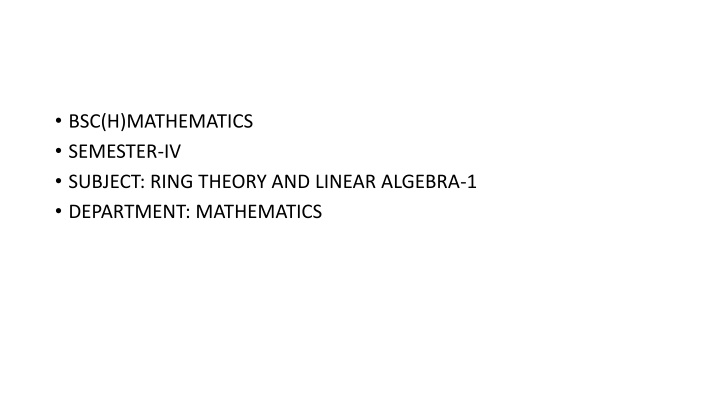 bsc h mathematics semester iv subject ring theory