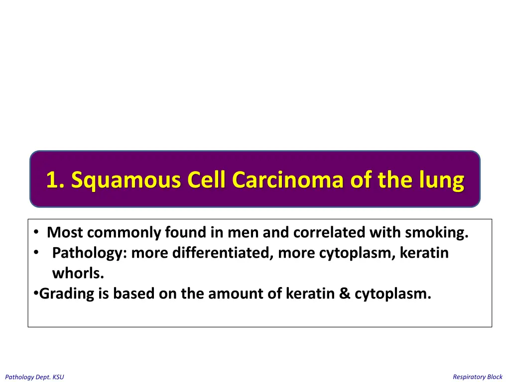 1 squamous cell carcinoma of the lung