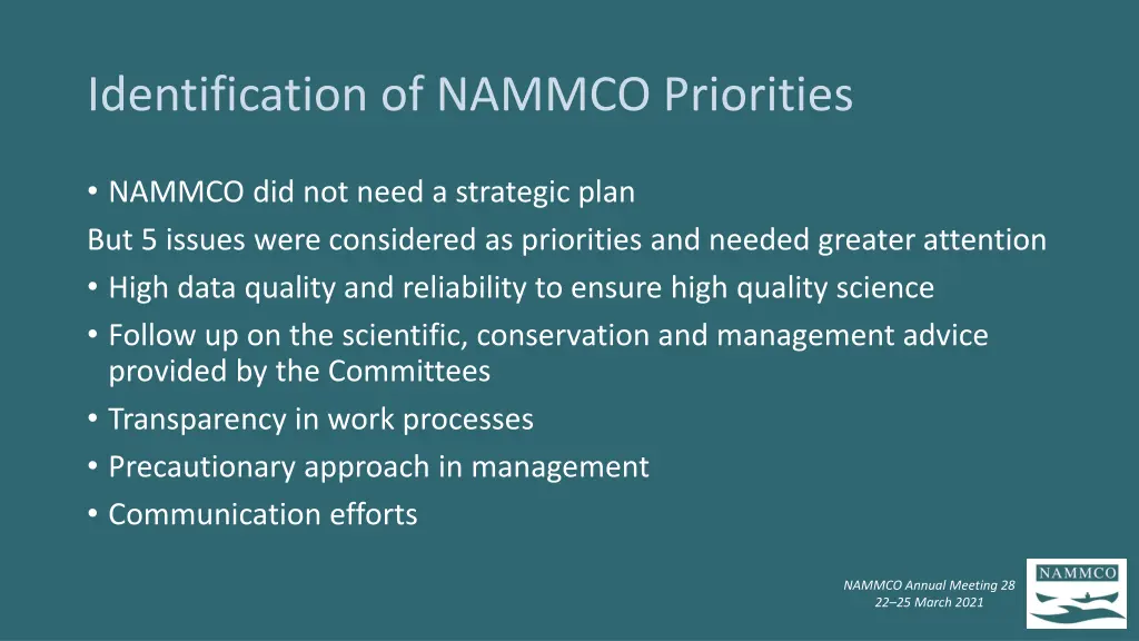 identification of nammco priorities