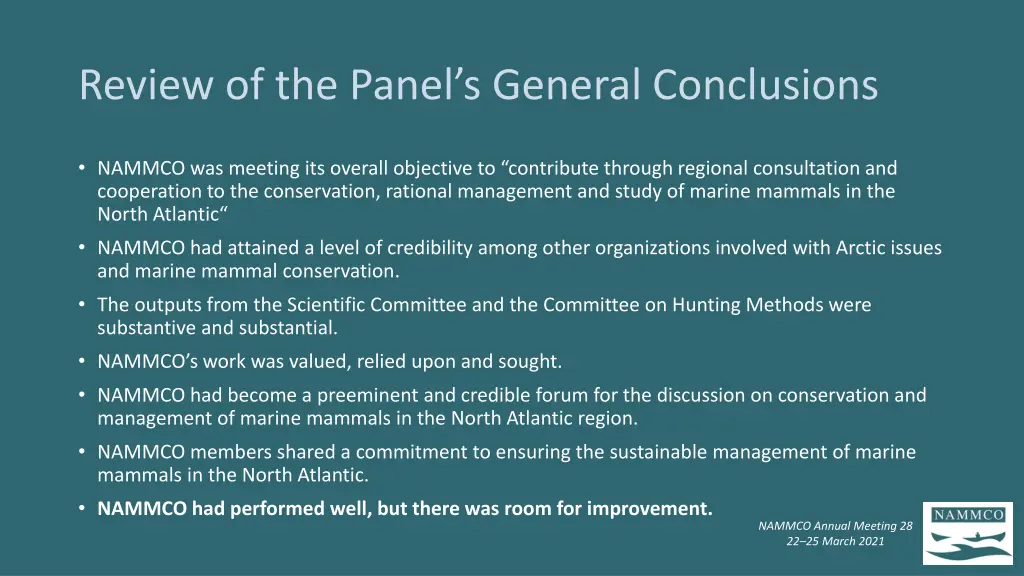 review of the panel s general conclusions