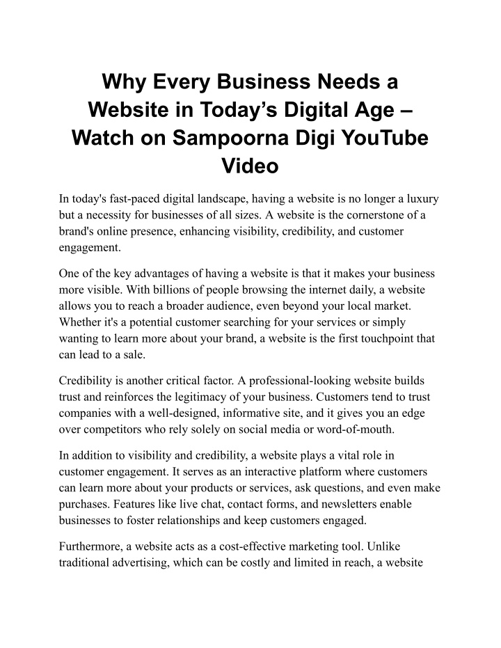 why every business needs a website in today