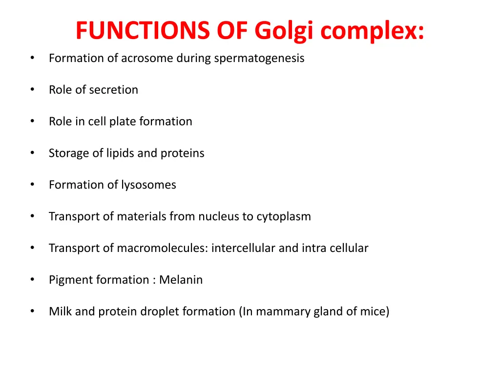 functions of golgi complex formation of acrosome