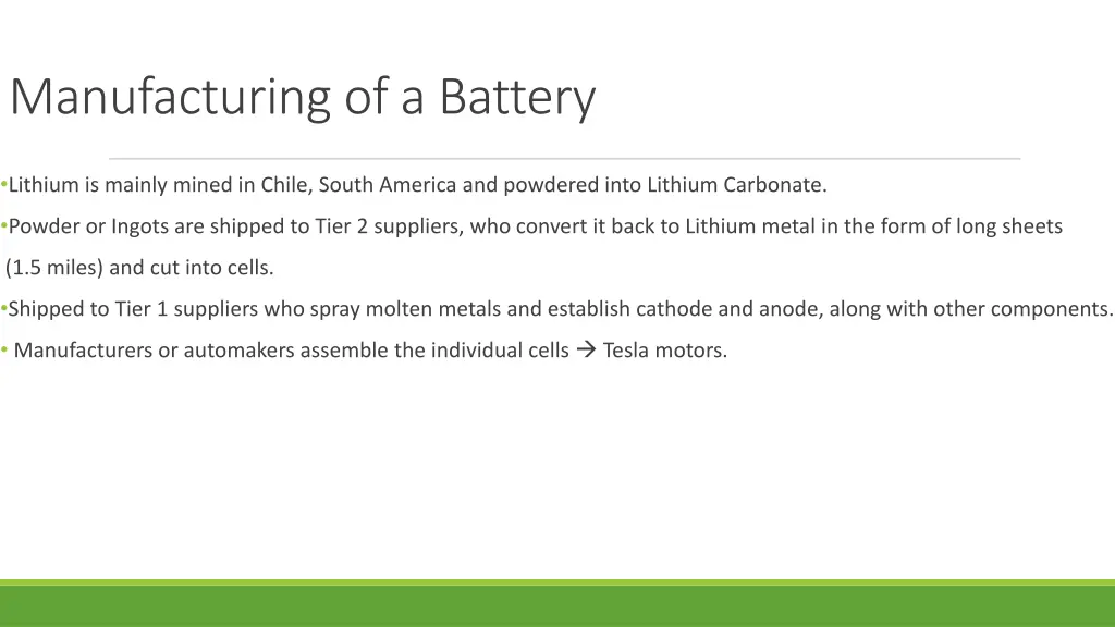 manufacturing of a battery