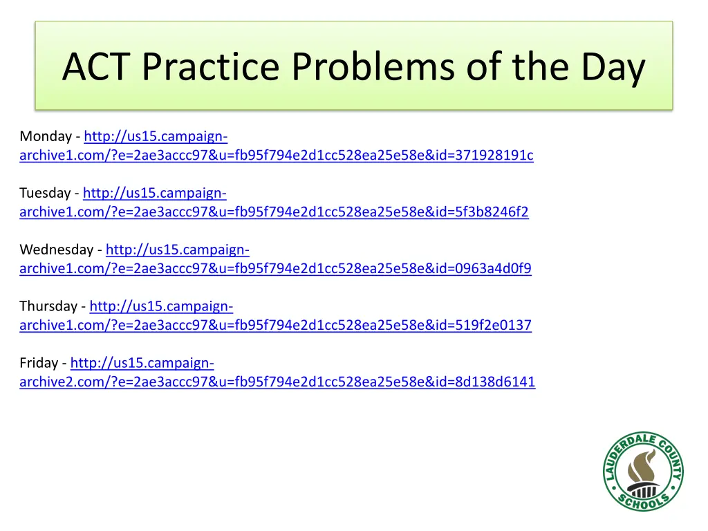 act practice problems of the day