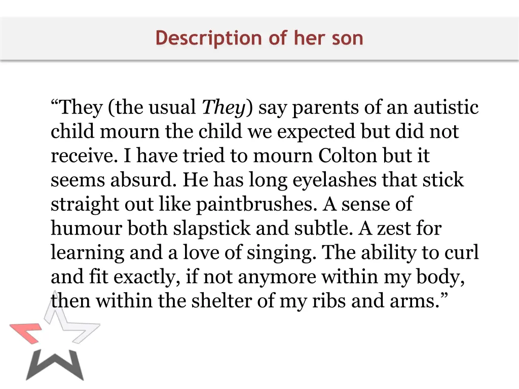 description of her son