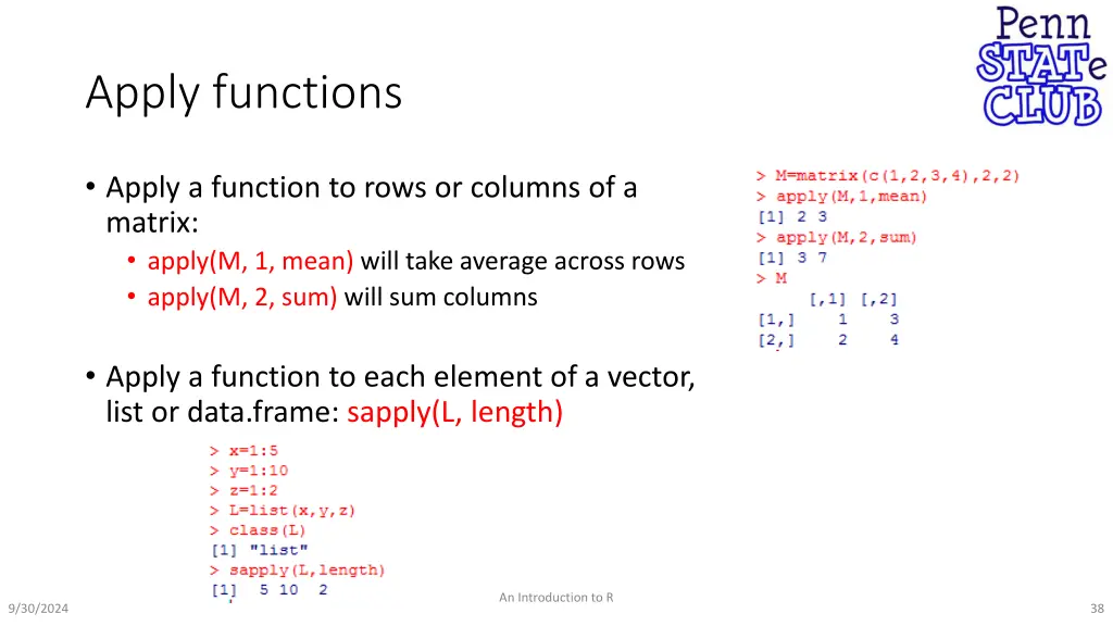 apply functions