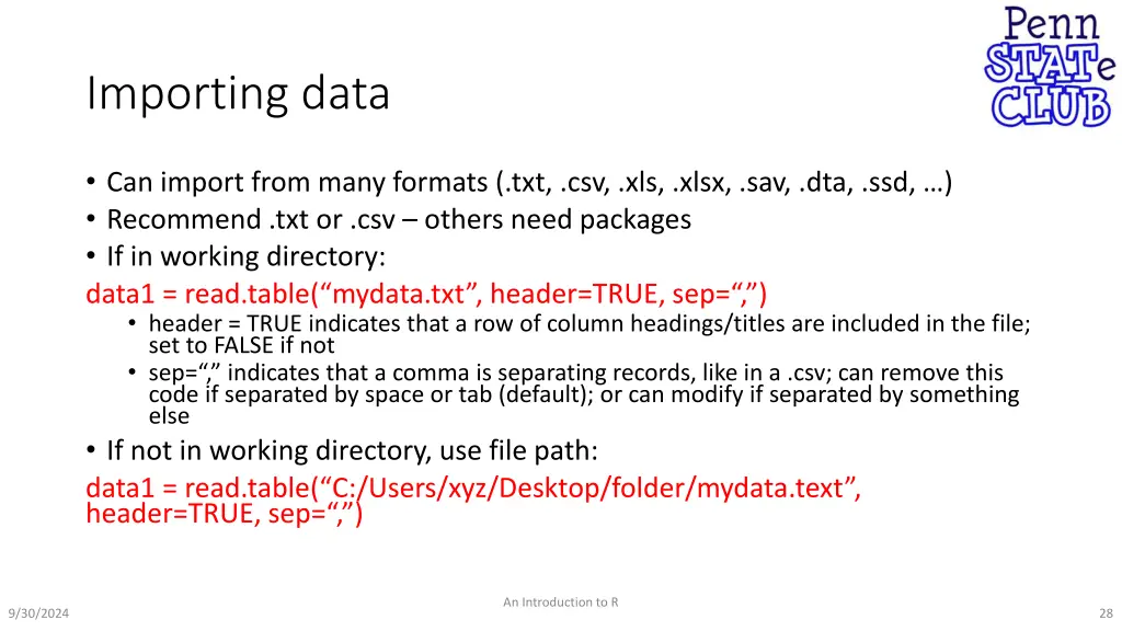 importing data