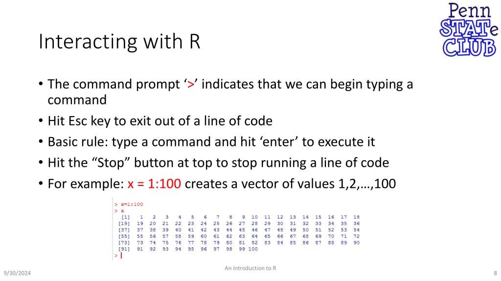 interacting with r