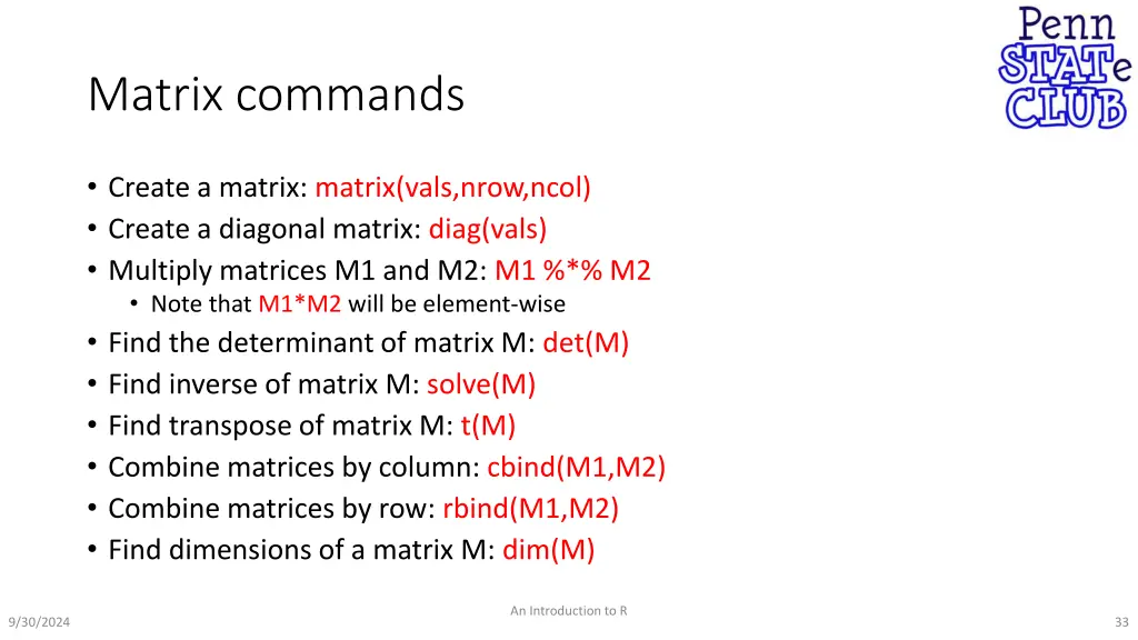 matrix commands