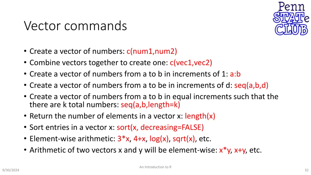 vector commands