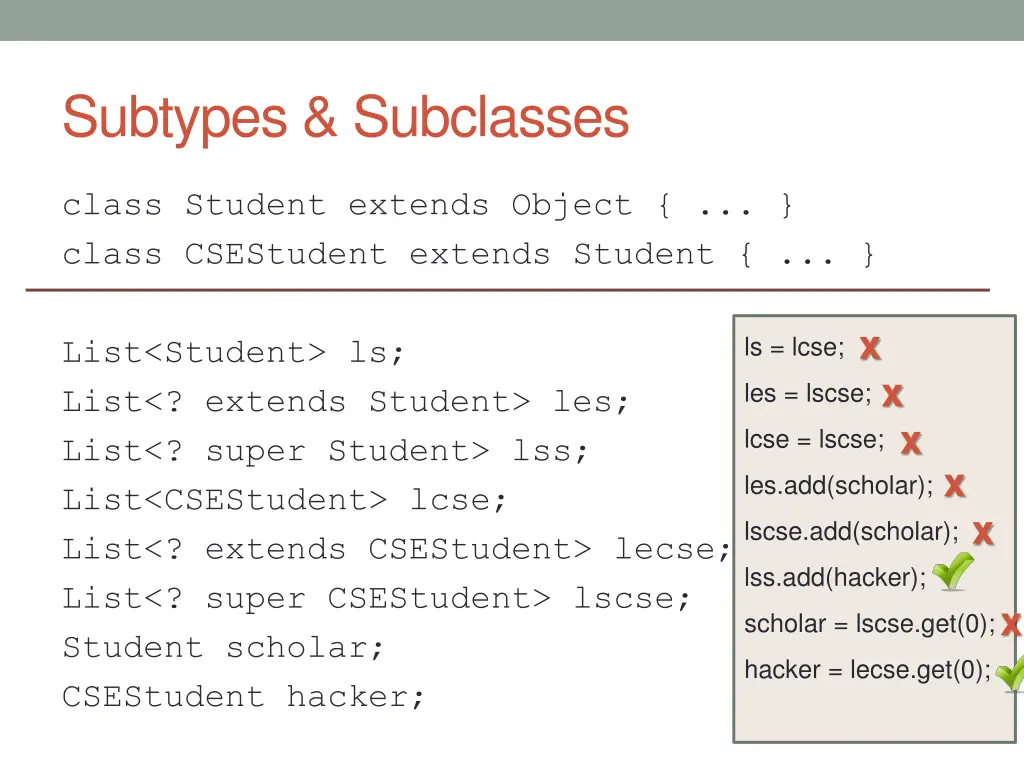 subtypes subclasses 1