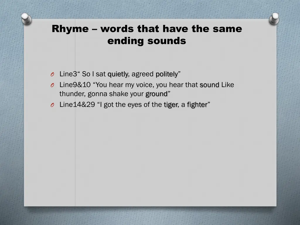 rhyme words that have the same ending sounds