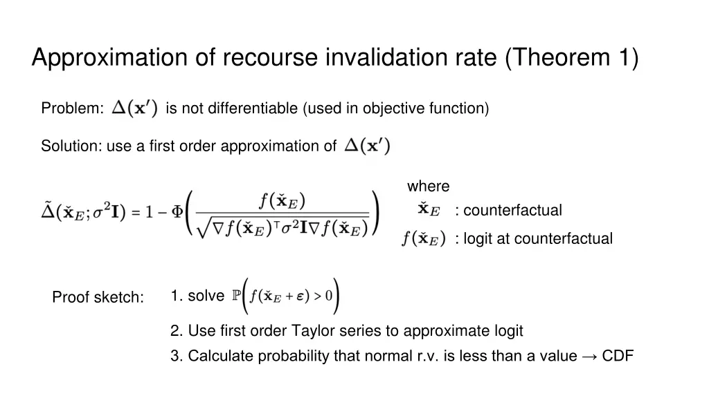 approximation of recourse invalidation rate