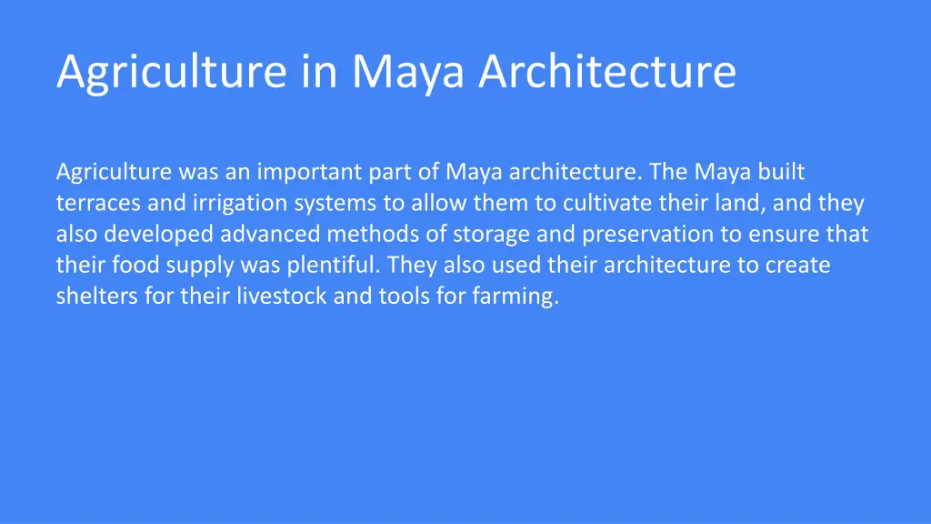 agriculture in maya architecture