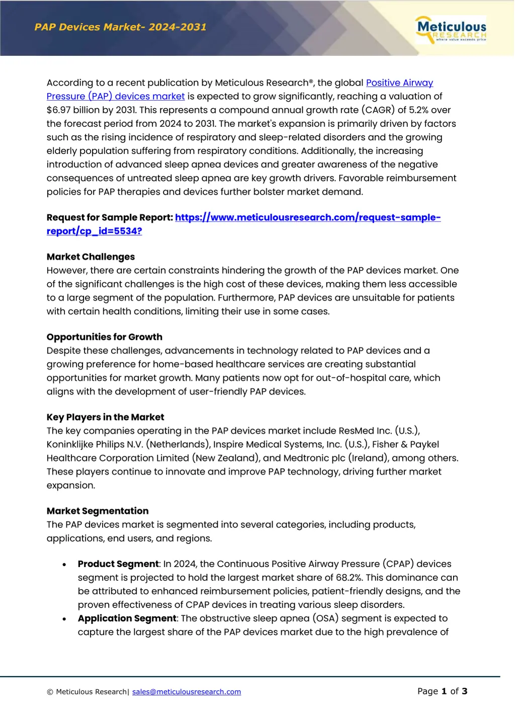 pap devices market 2024 2031