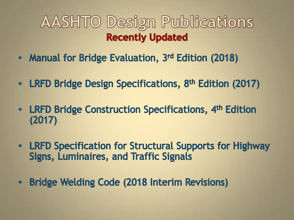 aashto design publications recently updated