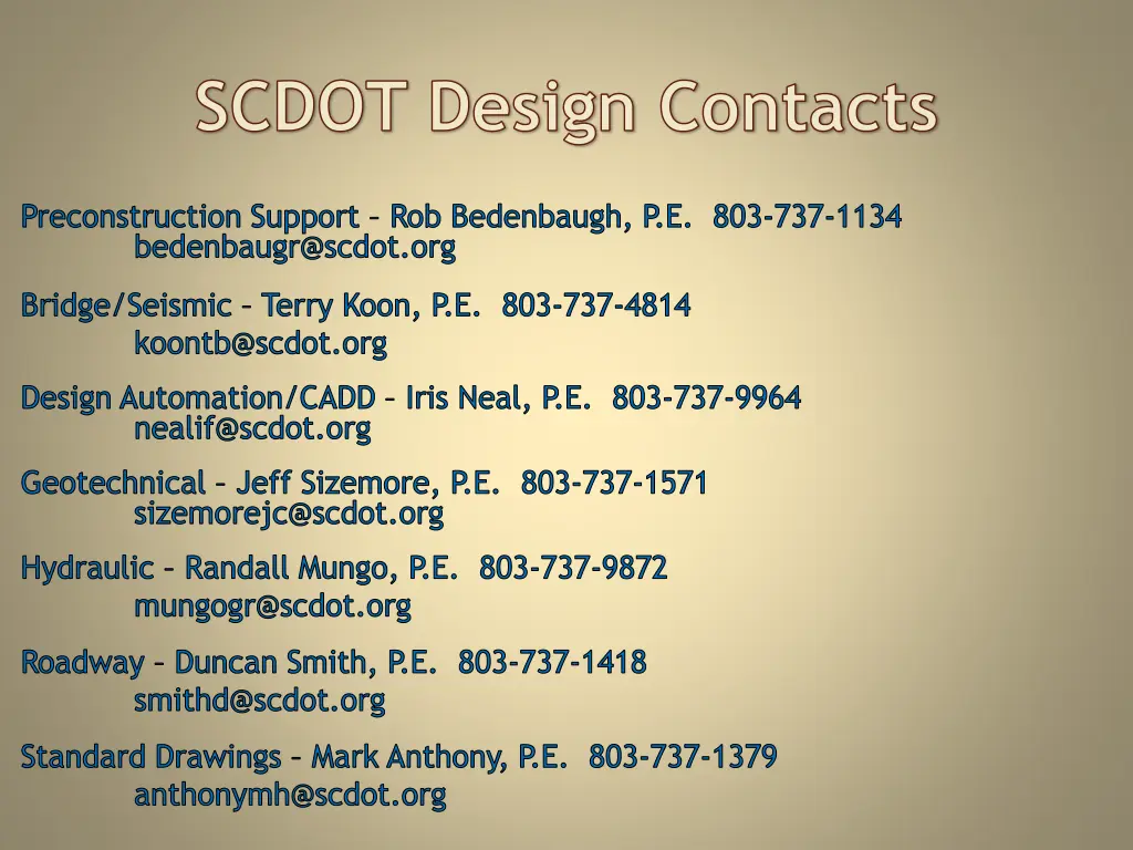 scdot design contacts