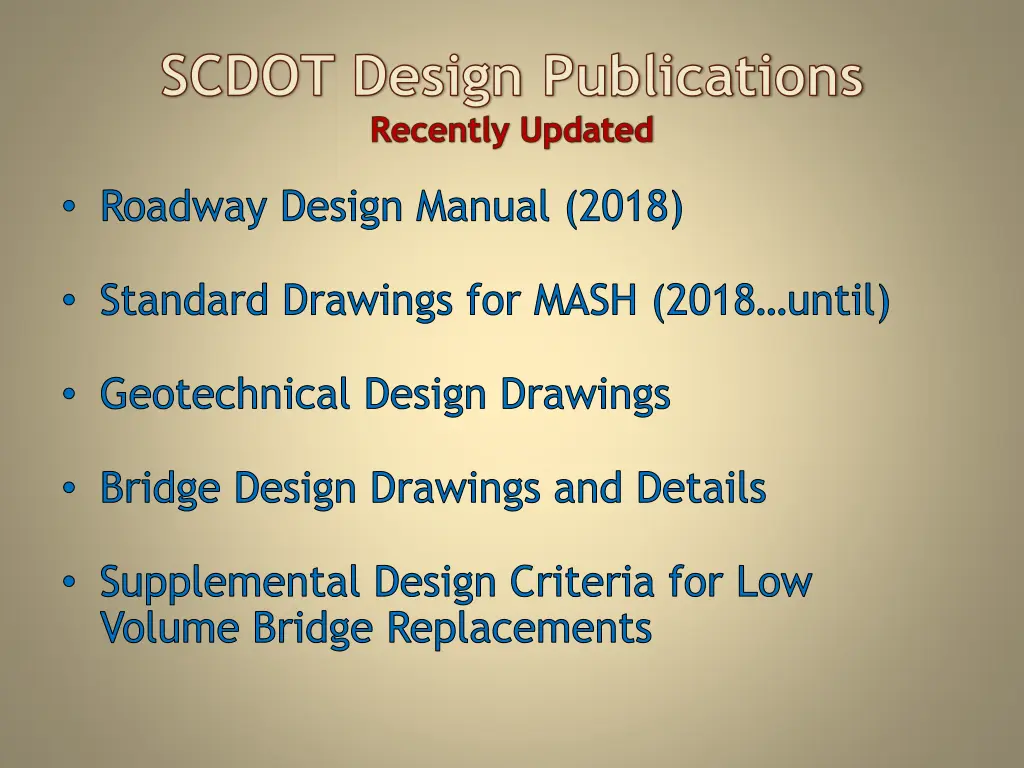 scdot design publications recently updated