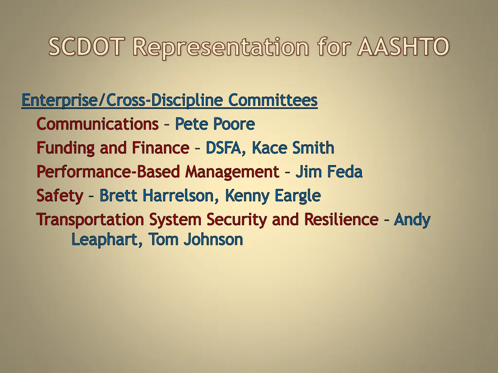 scdot representation for aashto 2