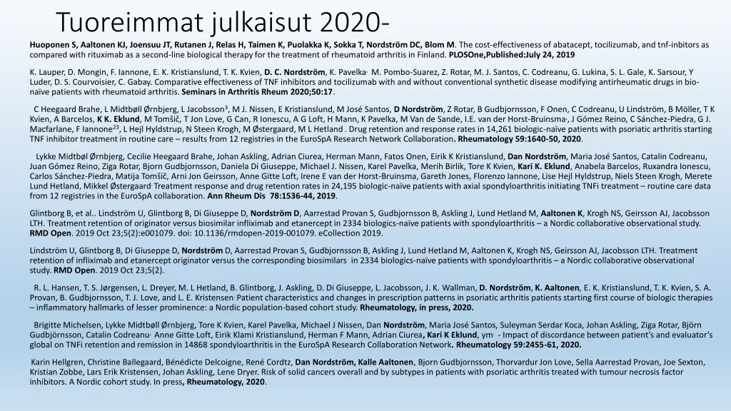 tuoreimmat julkaisut 2020 huoponen s aaltonen