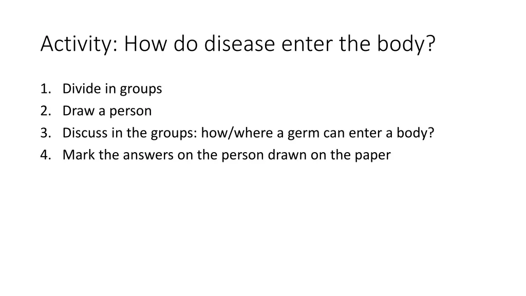 activity how do disease enter the body