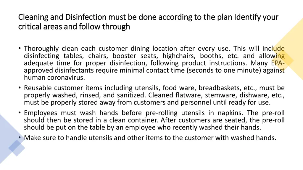 cleaning and disinfection must be done according 1