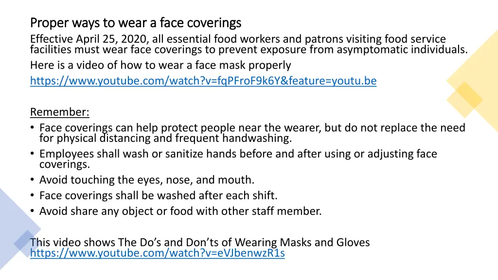 proper ways to wear a face coverings proper ways