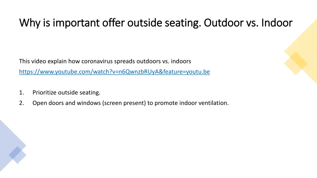 why is important offer outside seating outdoor