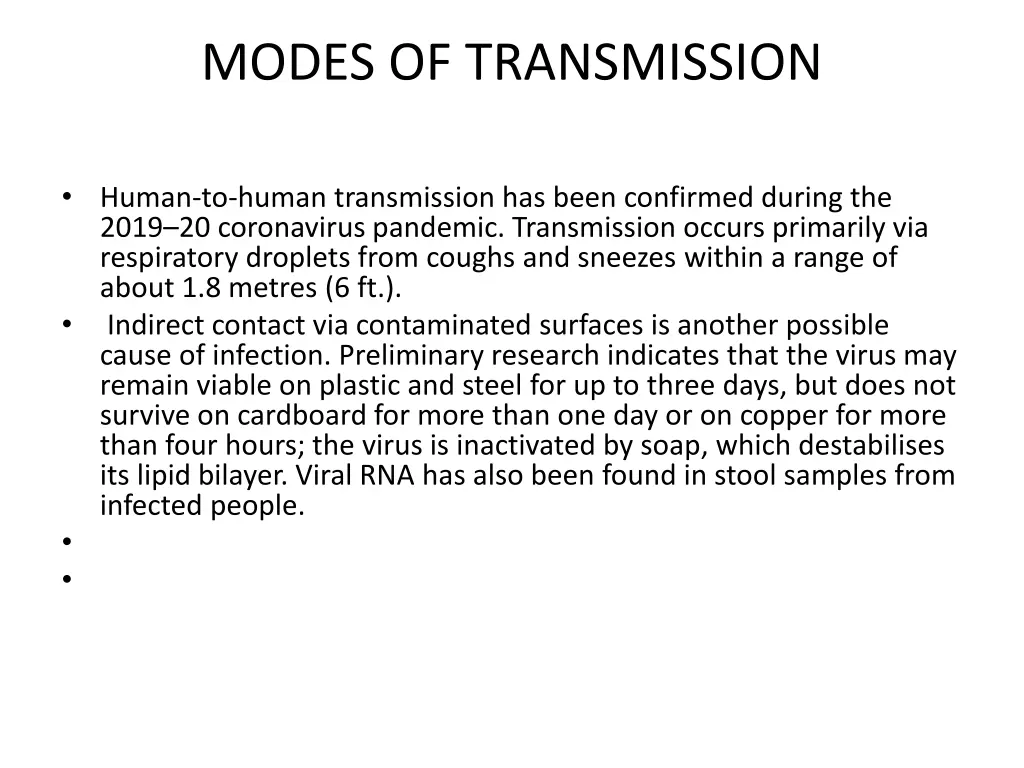 modes of transmission