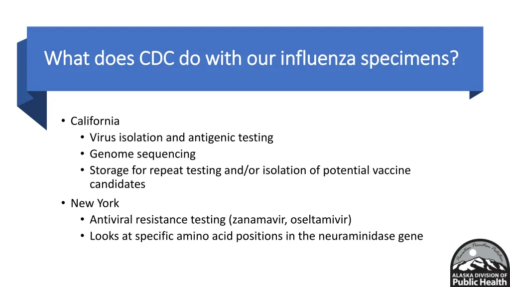 what does cdc do with our influenza specimens