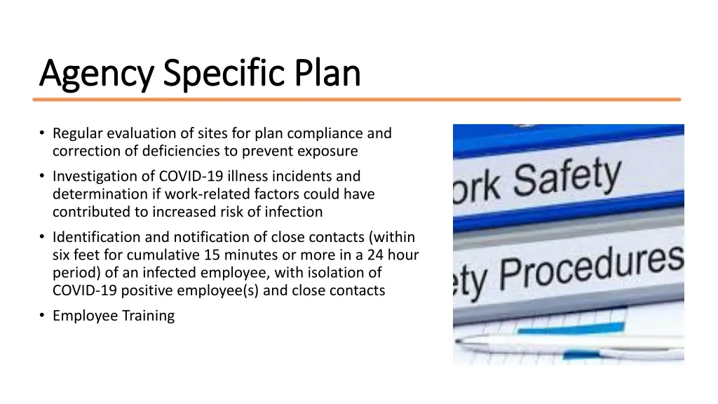 agency specific plan agency specific plan