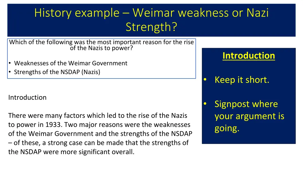 history example weimar weakness or nazi strength 1