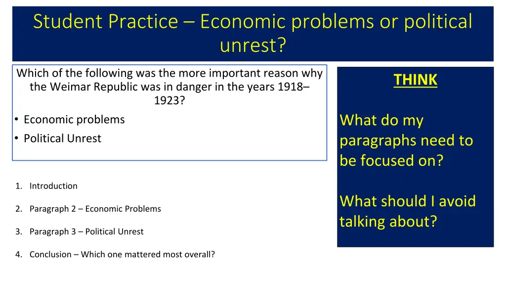 student practice economic problems or political