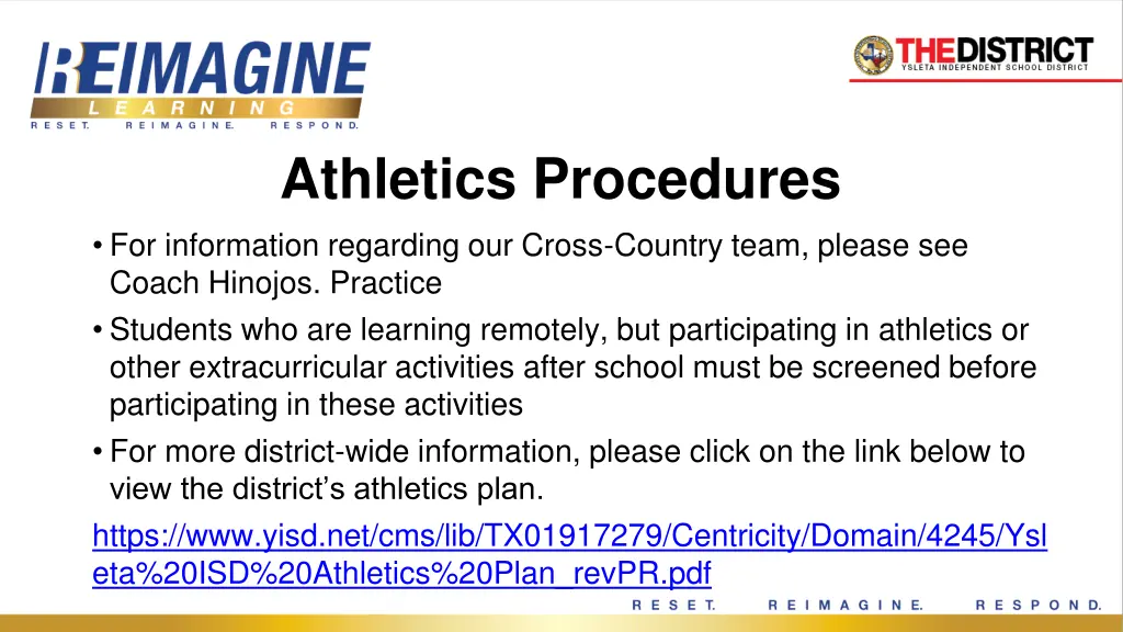 athletics procedures for information regarding