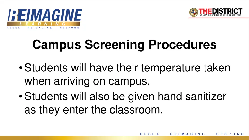 campus screening procedures