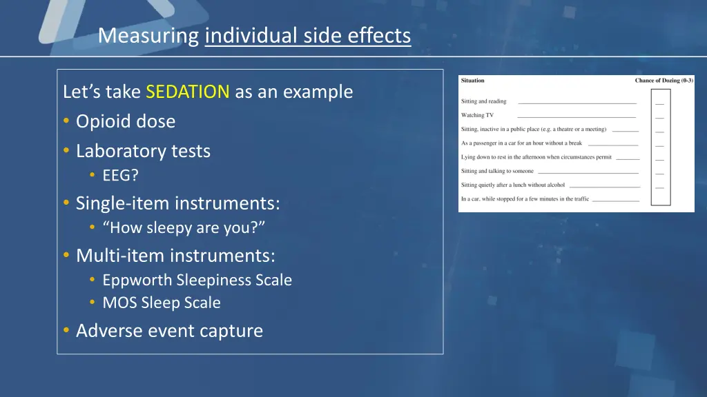 measuring individual side effects