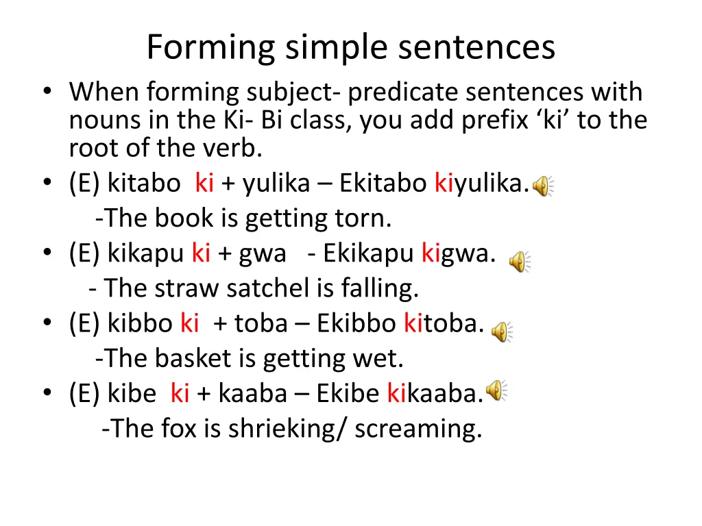 forming simple sentences when forming subject