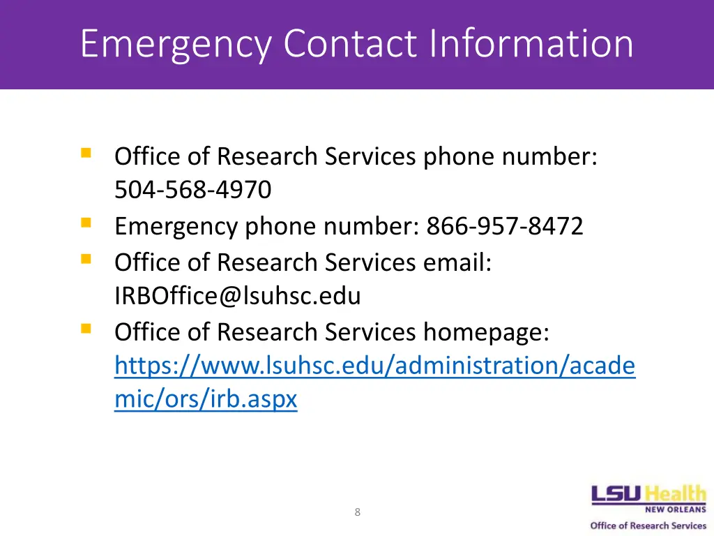 emergency contact information