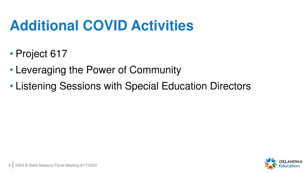 additional covid activities