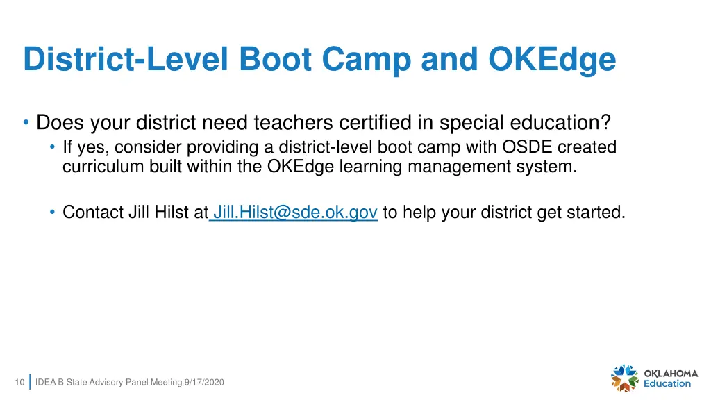 district level boot camp and okedge