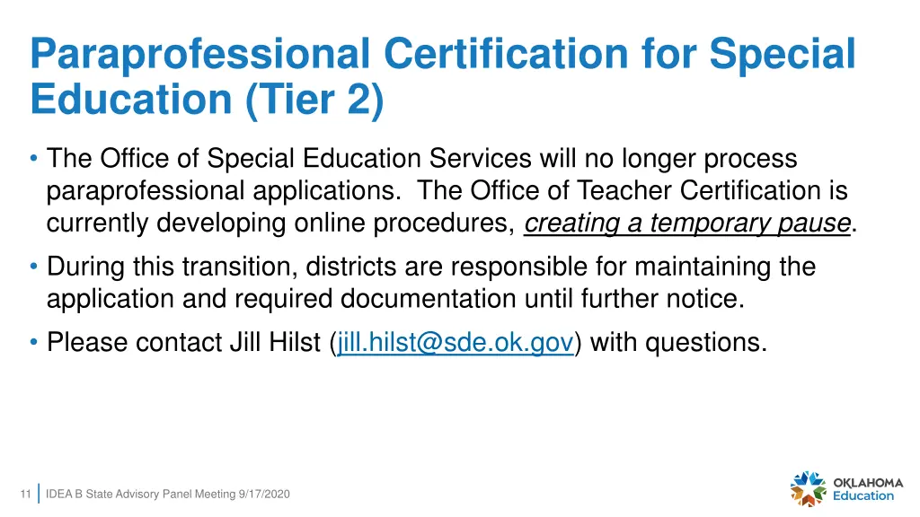 paraprofessional certification for special