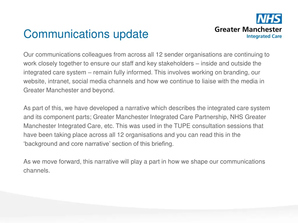 communications update