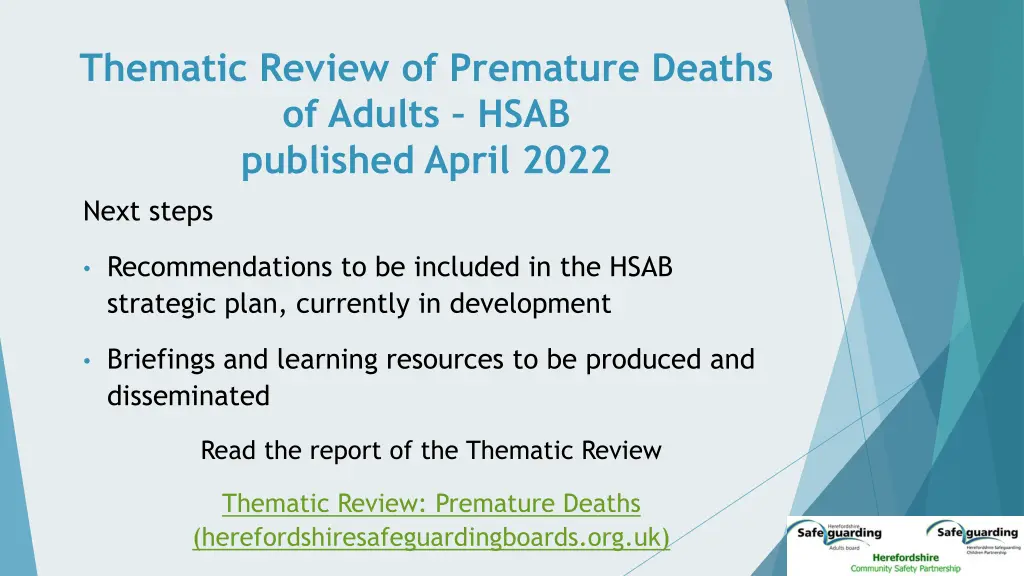 thematic review of premature deaths of adults 1