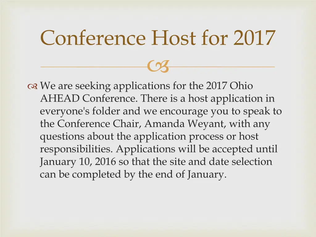 conference host for 2017