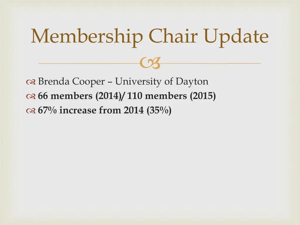 membership chair update