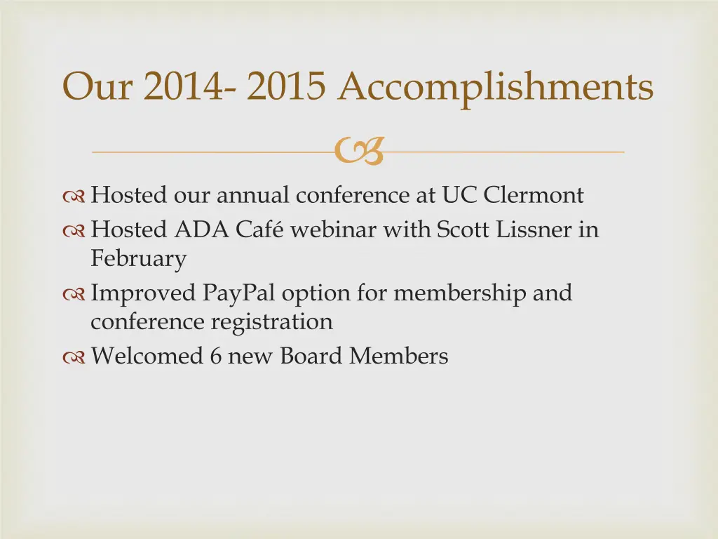 our 2014 2015 accomplishments