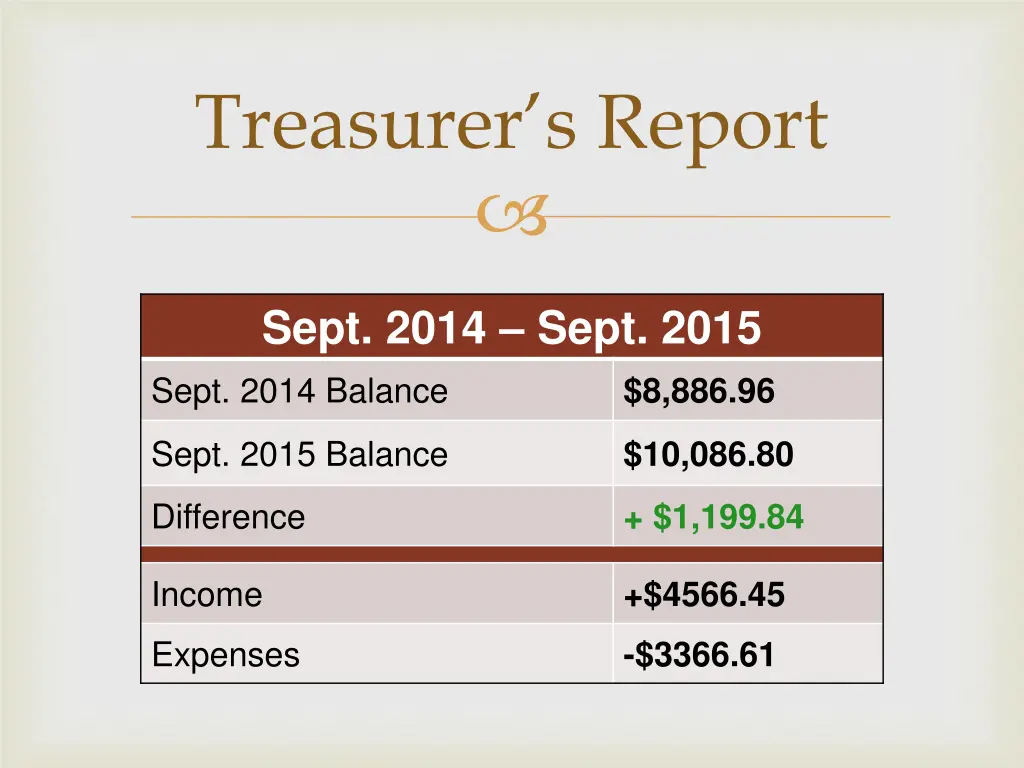 treasurer s report